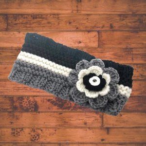 Black, Gray, White Snap Button Headband